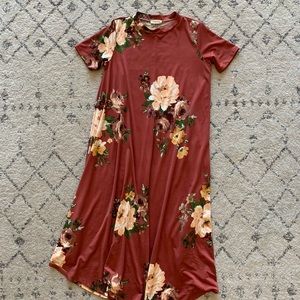 Called to Surf Burgundy Floral Shift Dress